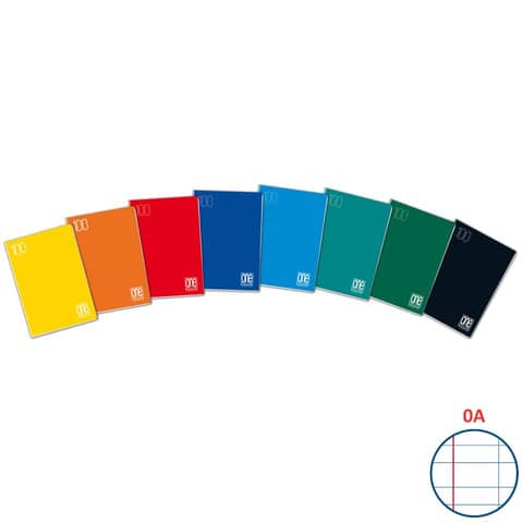 Quaderno Maxi One Color punto metallico A4 - 21 ff - a righe A con margini - 21x29,7 cm -1920